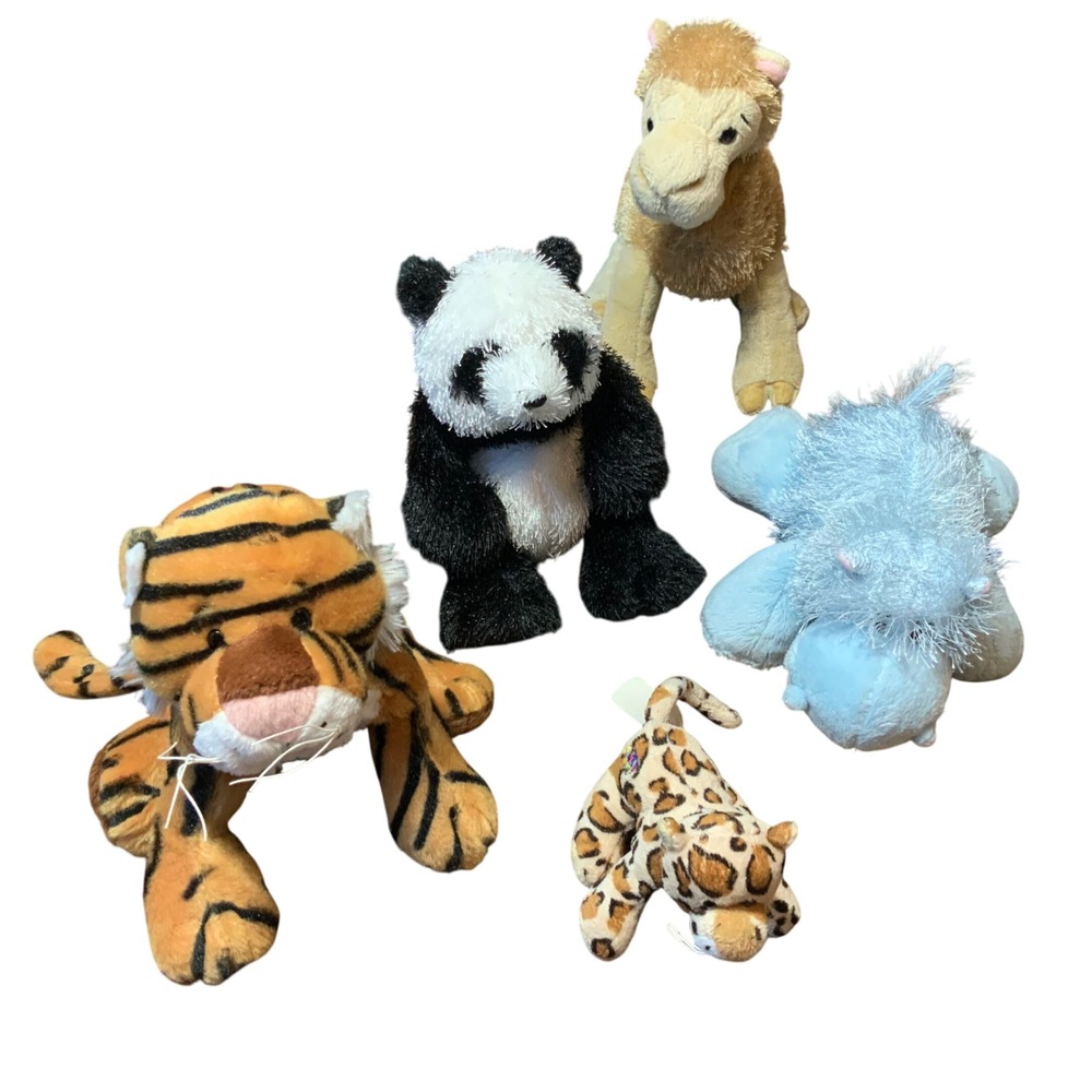 BUNDLE- GANZ Collection of Webkinz, tiger, cheetah,‎ camel, hippo, and panda